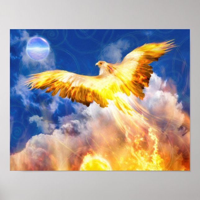 Phoenix Bird RISE ABOVE YOUR TROUBLES Poster (Front)