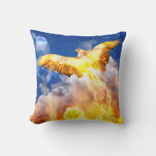 Phoenix Bird RISE ABOVE YOUR TROUBLES Throw Pillow