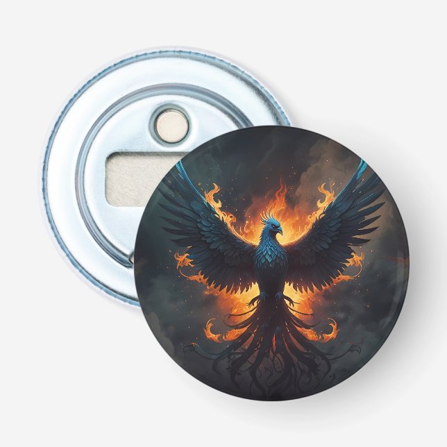 Phoenix Bird Rising with Flames Bottle Opener (Front)