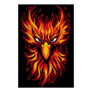 Phoenix Bird With Fiery Flames Graphic Art Design Poster