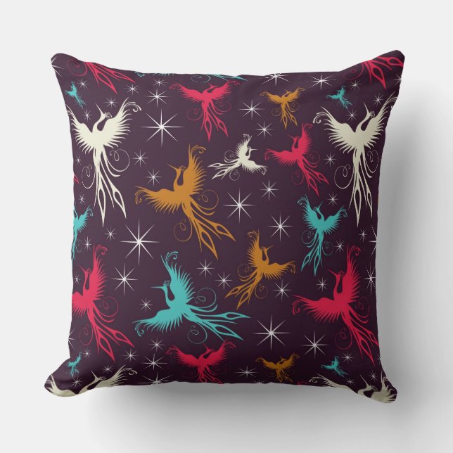 Phoenix Birds Figure Pattern Throw Pillow (Front)