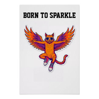 Phoenix Cat Poster – Magical Fire Kitty Wall Art