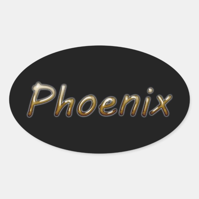Phoenix - Desert Colours - on Black Oval Sticker (Front)