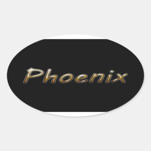 Phoenix - Desert Colours - on Black Oval Sticker