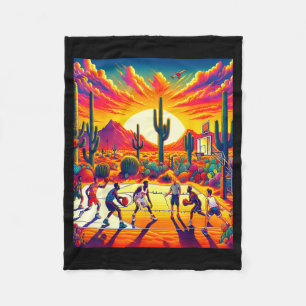 Phoenix desert sunset basketball_ heatwave fleece blanket