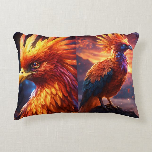 Phoenix Embrace Pillow: Rebirth in Comfort Accent Pillow (Front)