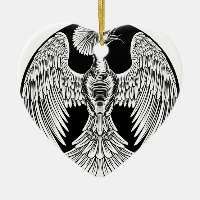 Phoenix Fire Bird Design Ceramic Ornament (Front)