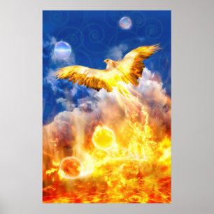 Phoenix Fire Bird RISE ABOVE YOUR TROUBLES Poster