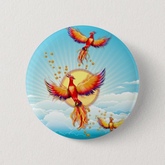 Phoenix Fire Bird Rising 2 Inch Round Button (Front)