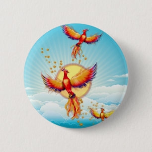 Phoenix Fire Bird Rising 2 Inch Round Button