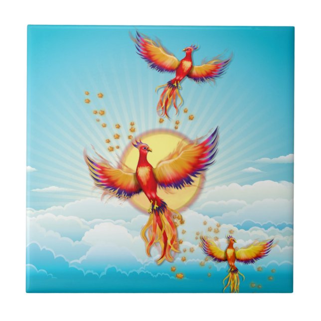 Phoenix Fire Bird Rising Tile (Front)
