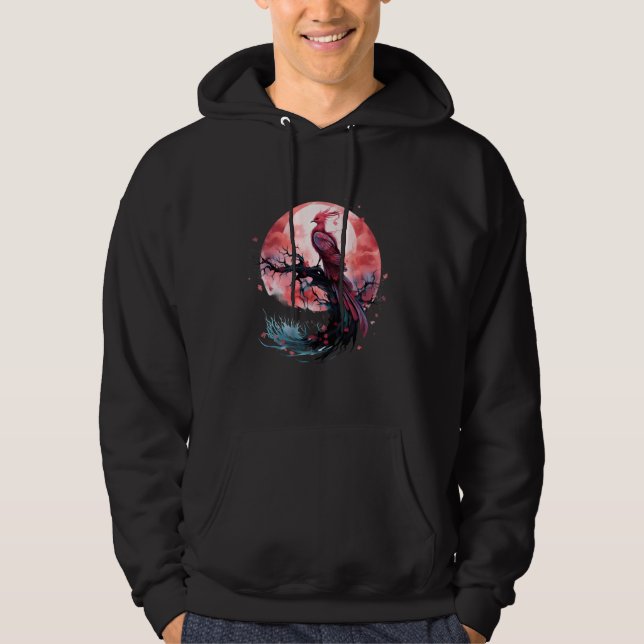 Phoenix Fire Phoenix Bird Sakura Tree Mythical Bir Hoodie (Front)