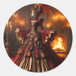 Phoenix Fire Queen Steampunk Victorian Industrial Classic Round Sticker