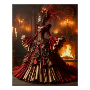 Phoenix Fire Queen Steampunk Victorian Industrial Poster