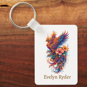Phoenix Floral Art – Colourful Mythical  Keychain