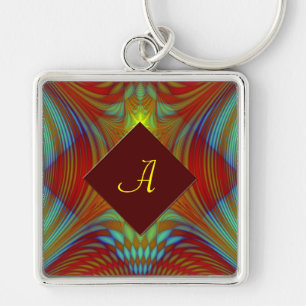 Phoenix fractal personalized keychain