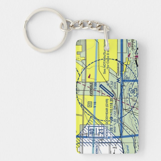 Phoenix Goodyear Airport chart / taxi diagram Keychain (Front)