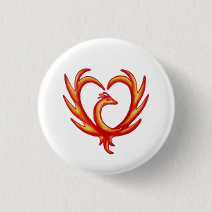 Phoenix Heart 1 Inch Round Button