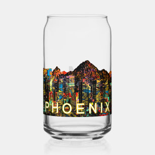 Phoenix in graffiti with monogram can glass