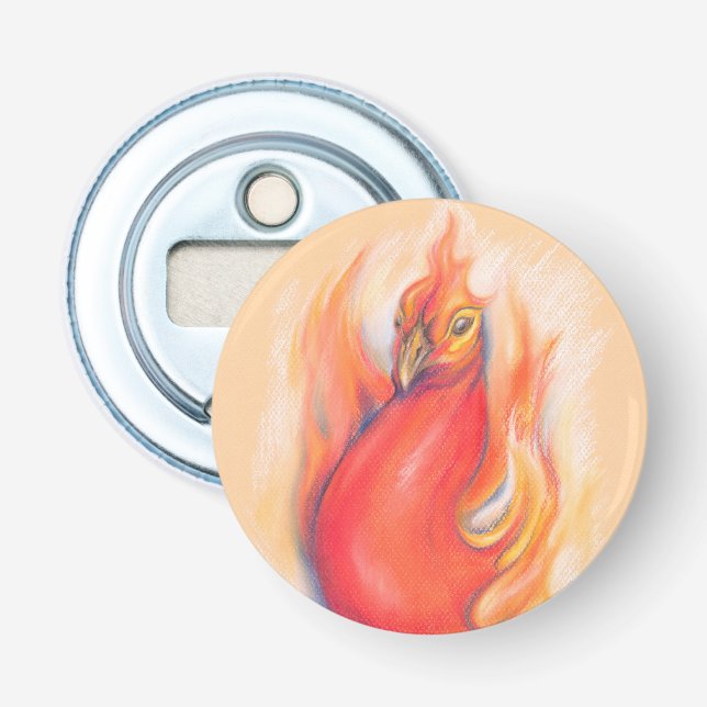 Phoenix in the Flames Pastel Art Bottle Opener (Front)