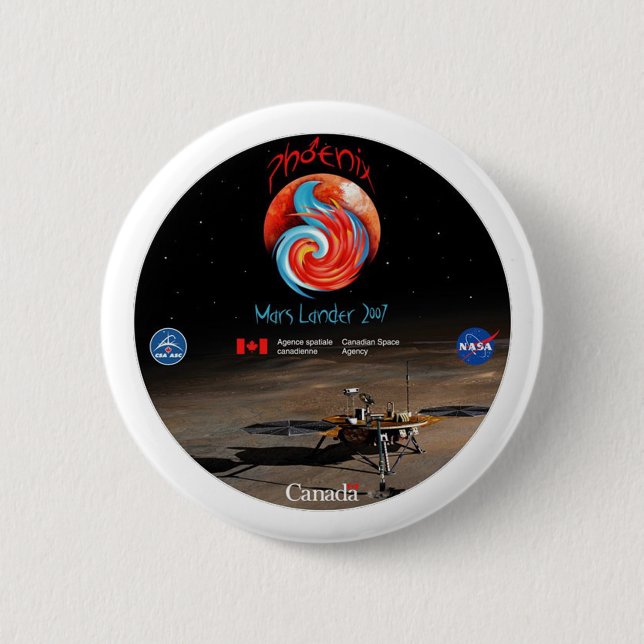 Phoenix Mission Patch CSA 2 Inch Round Button (Front)