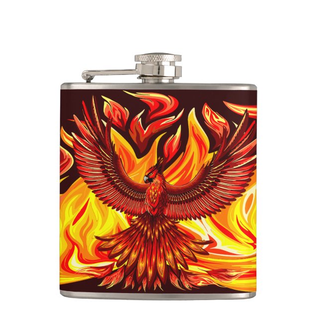 Phoenix mythological immortal Creature Hip Flask (Front)