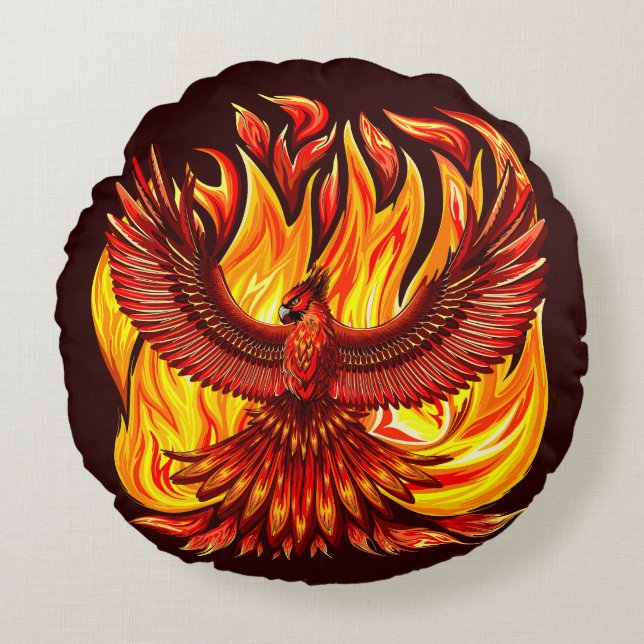 Phoenix mythological immortal Creature Round Pillow (Front)