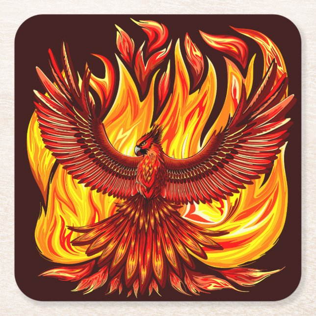 Phoenix mythological immortal Creature Square Paper Coaster (Front)