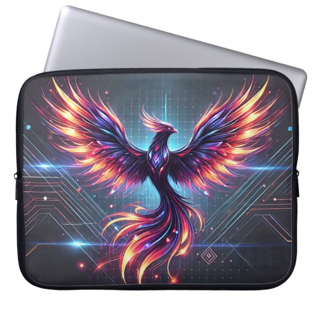 "Phoenix Neon Laptop Sleeve – Futuristic 15" (Front)