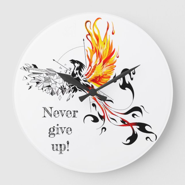 Phoenix - Never give up! Large Clock (Front)