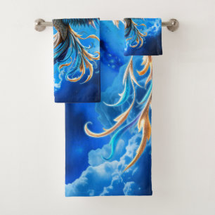 Phoenix of the Sapphire Dawn Bath Towel Set