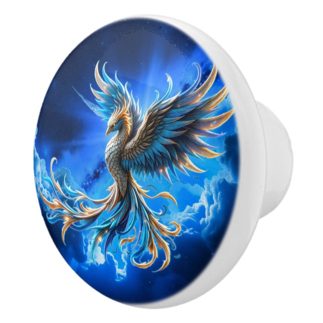 Phoenix of the Sapphire Dawn  Ceramic Knob (Right)