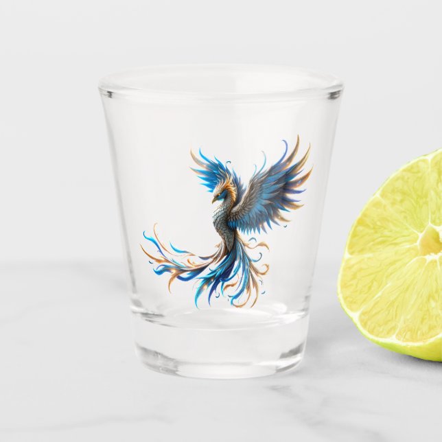 Phoenix of the Sapphire Dawn  Shot Glass (Front)