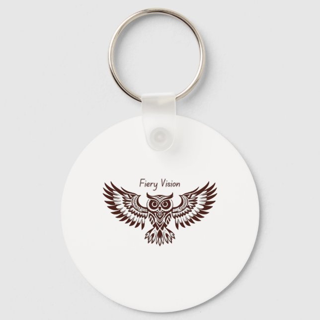 Phoenix Owl – Fiery Vision Keychain (Front)