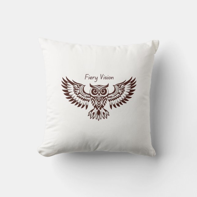 Phoenix Owl – Fiery Vision Throw Pillow (Front)