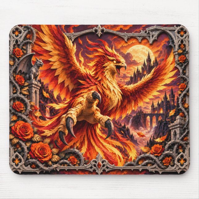 Phoenix, Paper Cut Monster Mouse Pad (Front)