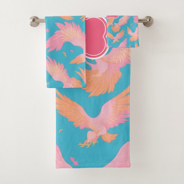 Phoenix Pastel Colourful Personalized Pattern Bath Towel Set (Insitu)