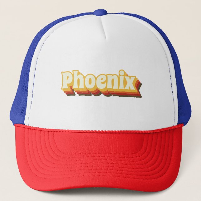 Phoenix Retro Vintage Text Trucker Hat (Front)