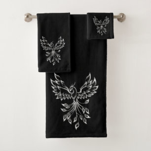 Phoenix Rises on Black Bath Towel Set