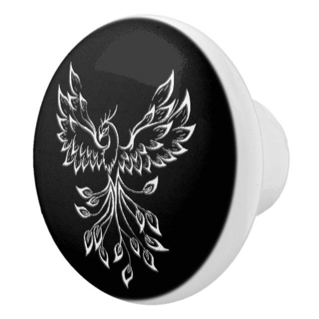 Phoenix Rises on Black Ceramic Knob (Right)