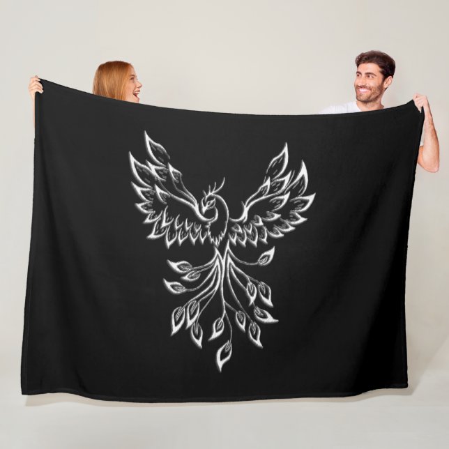 Phoenix Rises on Black Fleece Blanket (In Situ)