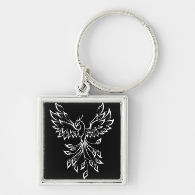 Phoenix Rises on Black Keychain (Front)
