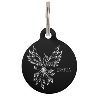 Phoenix Rises on Black Pet Tag