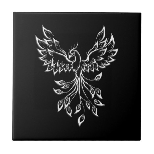 Phoenix Rises on Black Tile (Front)