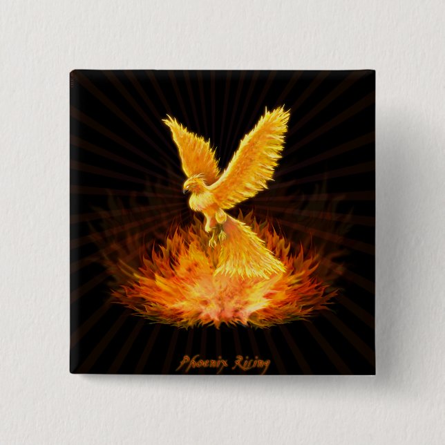 Phoenix Rising 2 Inch Square Button (Front)