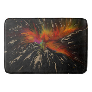 Phoenix Rising – Abstract Fire Explosion Art Bath Mat