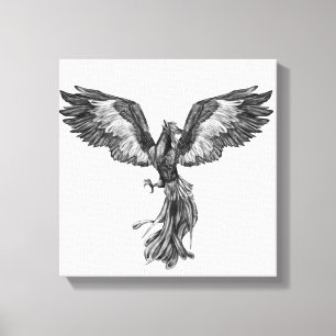 Phoenix Rising - Black and White Canvas Print