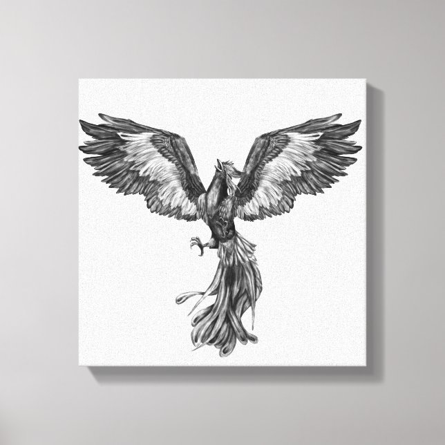 Phoenix Rising - Black and White Canvas Print (Front)
