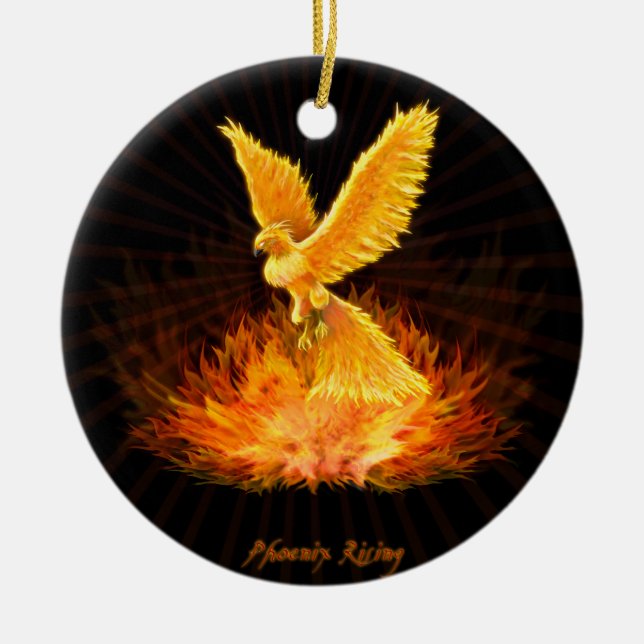 Phoenix Rising Ceramic Ornament (Front)