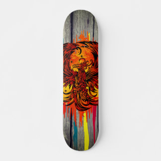 Phoenix Rising Fire Art with Urban Paint Drips Skateboard